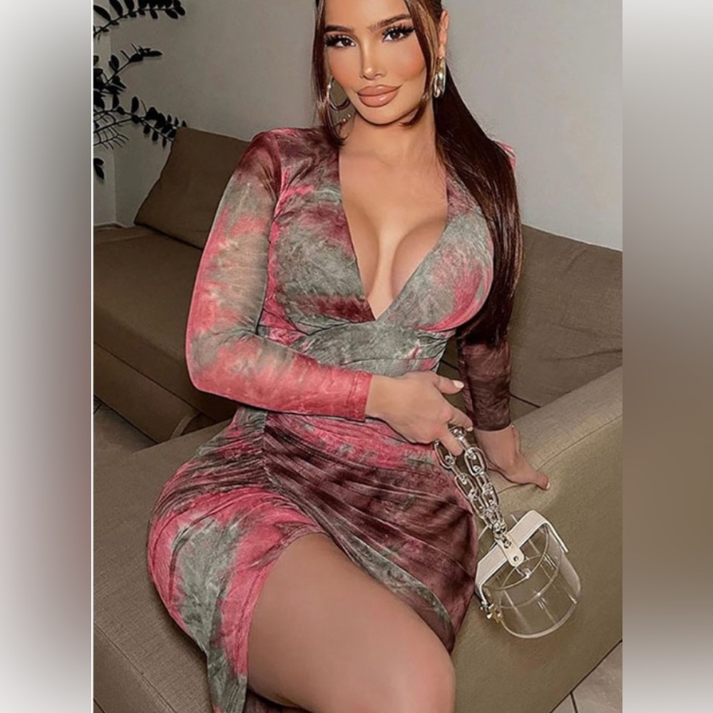 Multicolor Long Sleeve Bodycon Dress
